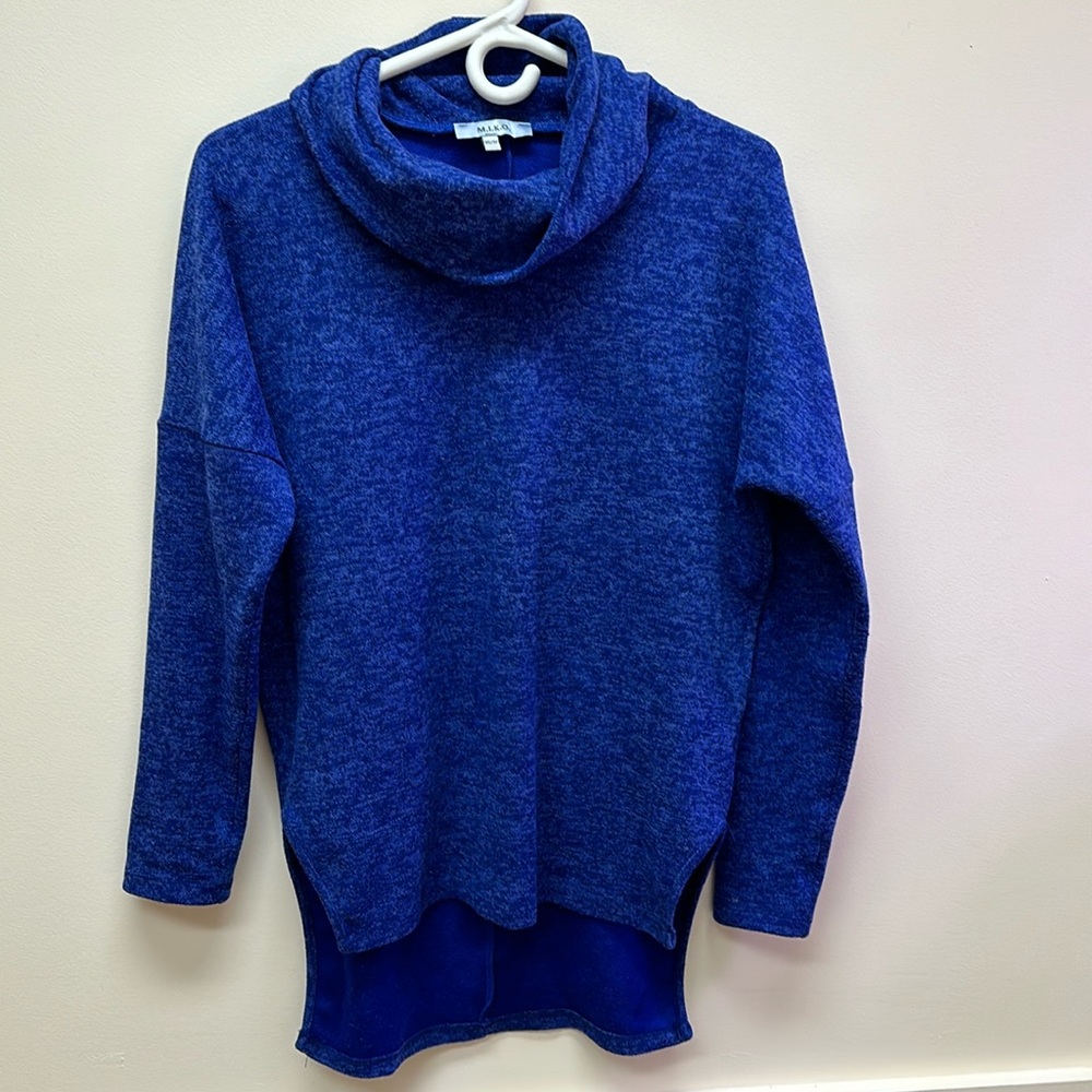 M.I.K.O tunic sweater high/low hem royal blue XS